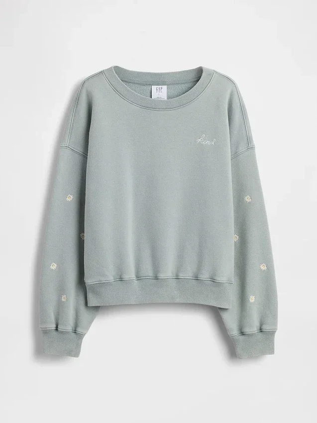 Vintagesoft-sweatshirt met schuine pas en ronde hals voor kinderen