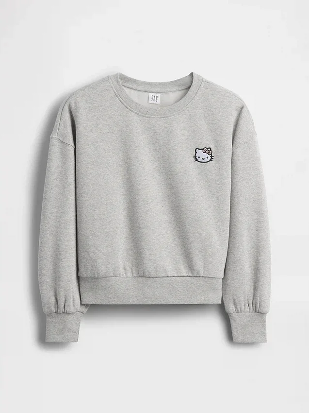 Vintagesoft-sweatshirt met schuine pas en ronde hals voor kinderen