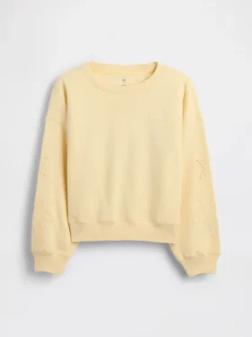 Vintagesoft-sweatshirt met schuine pas en ronde hals voor kinderen