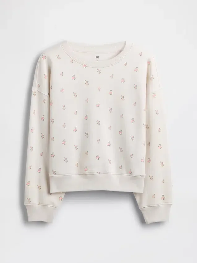 Vintagesoft-sweatshirt met schuine pas en ronde hals voor kinderen