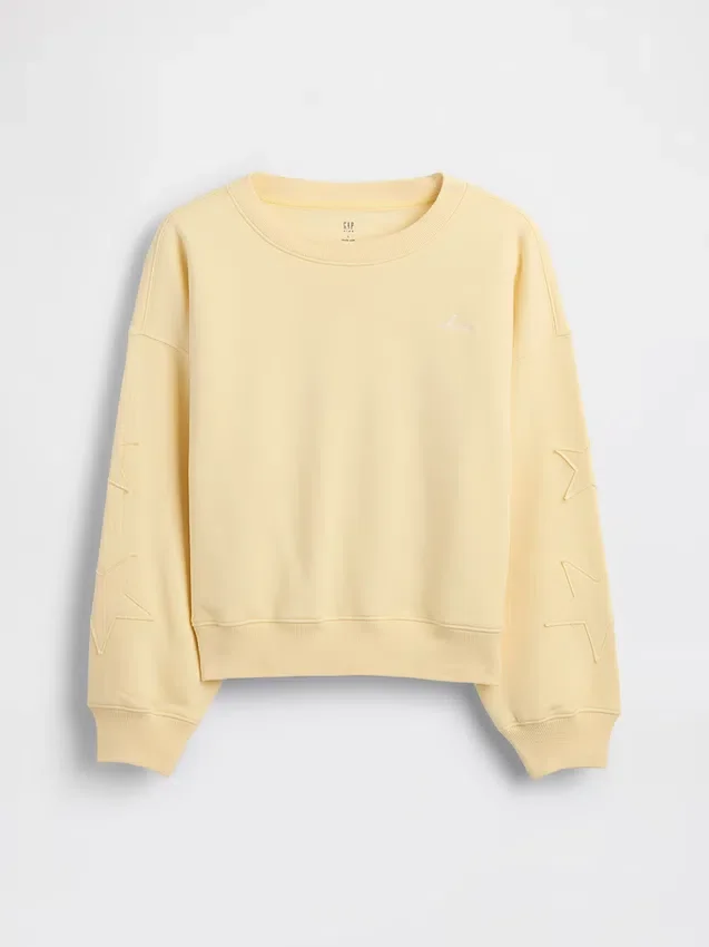 Vintagesoft-sweatshirt met schuine pas en ronde hals voor kinderen