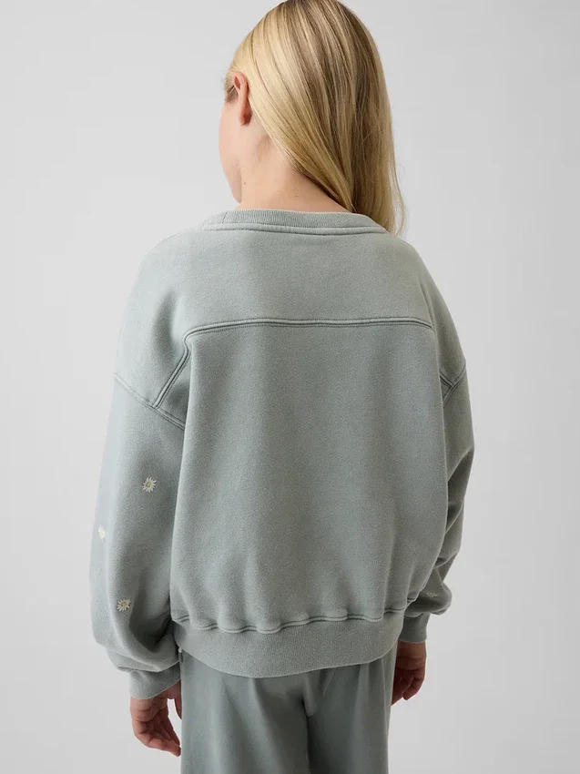 Vintagesoft-sweatshirt met schuine pas en ronde hals voor kinderen