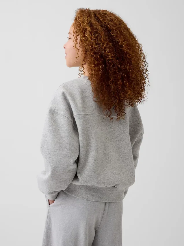 Vintagesoft-sweatshirt met schuine pas en ronde hals voor kinderen