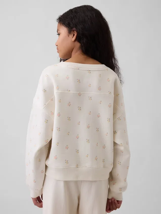 Vintagesoft-sweatshirt met schuine pas en ronde hals voor kinderen