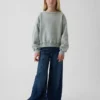 Vintagesoft-sweatshirt met schuine pas en ronde hals voor kinderen