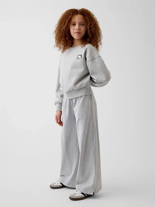 Vintagesoft-sweatshirt met schuine pas en ronde hals voor kinderen