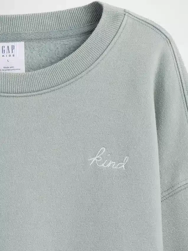 Vintagesoft-sweatshirt met schuine pas en ronde hals voor kinderen