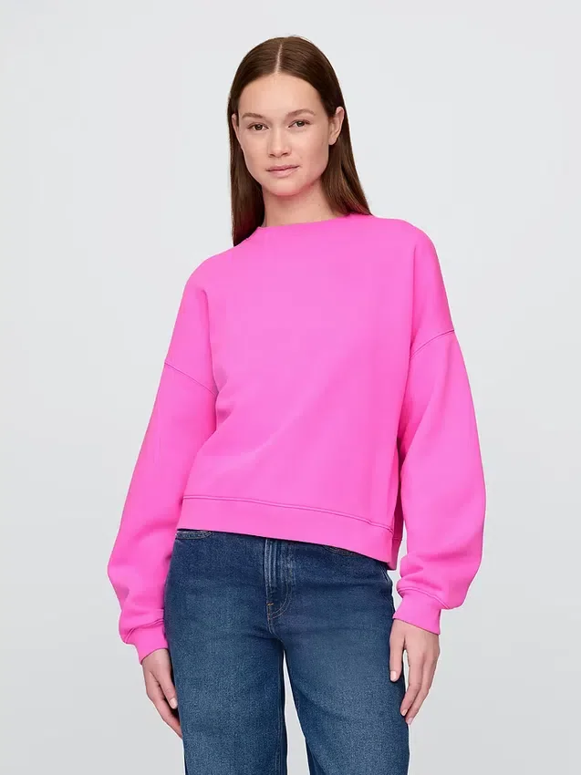 Vintagesoft Sweatshirt met schuine zoom en ronde hals
