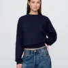 Vintagesoft Sweatshirt met schuine zoom en ronde hals