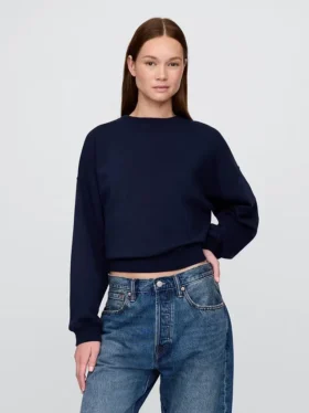 Vintagesoft Sweatshirt met schuine zoom en ronde hals