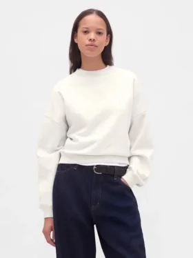 Vintagesoft Sweatshirt met schuine zoom en ronde hals