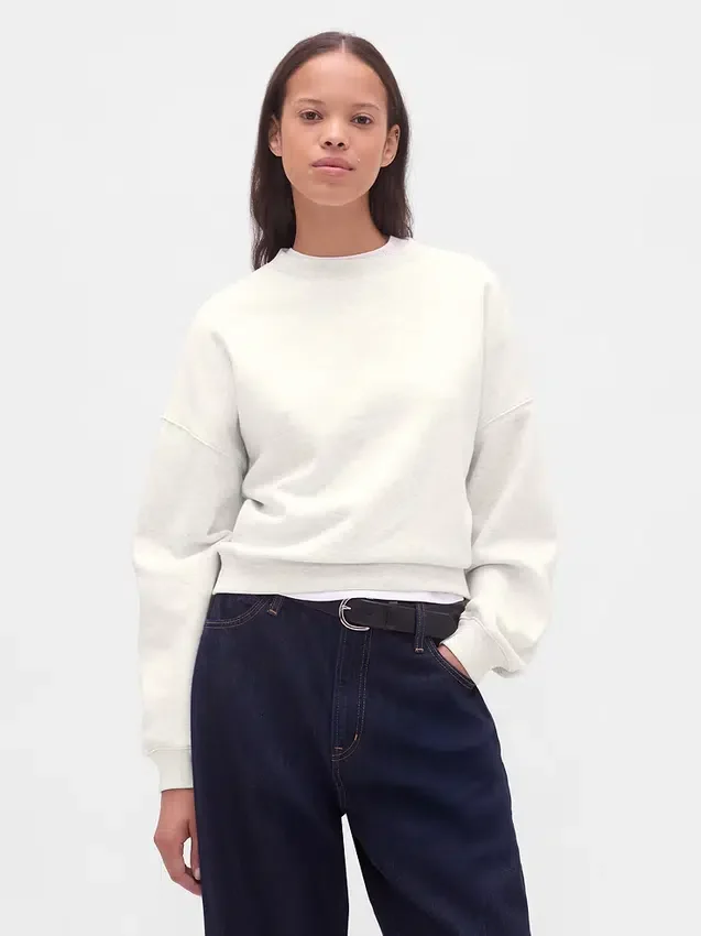 Vintagesoft Sweatshirt met schuine zoom en ronde hals