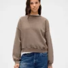 Vintagesoft Sweatshirt met schuine zoom en ronde hals