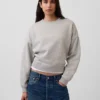 Vintagesoft Sweatshirt met schuine zoom en ronde hals