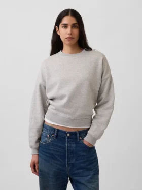 Vintagesoft Sweatshirt met schuine zoom en ronde hals