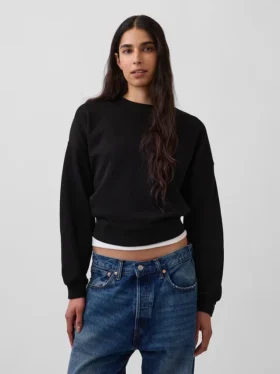 Vintagesoft Sweatshirt met schuine zoom en ronde hals