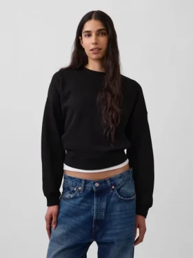 Vintagesoft Sweatshirt met schuine zoom en ronde hals