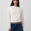 Vintagesoft Sweatshirt met schuine zoom en ronde hals