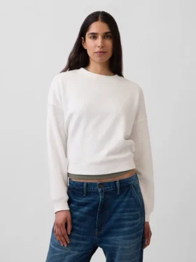 Vintagesoft Sweatshirt met schuine zoom en ronde hals