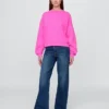 Vintagesoft Sweatshirt met schuine zoom en ronde hals