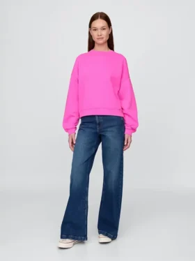 Vintagesoft Sweatshirt met schuine zoom en ronde hals