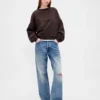 Vintagesoft Sweatshirt met schuine zoom en ronde hals