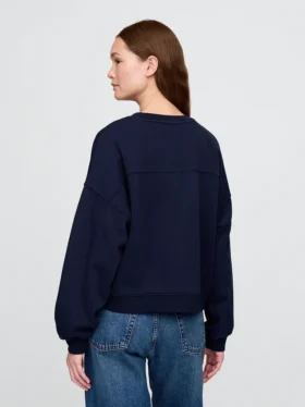 Vintagesoft Sweatshirt met schuine zoom en ronde hals