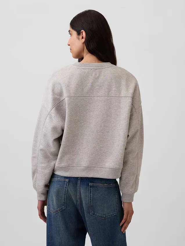Vintagesoft Sweatshirt met schuine zoom en ronde hals
