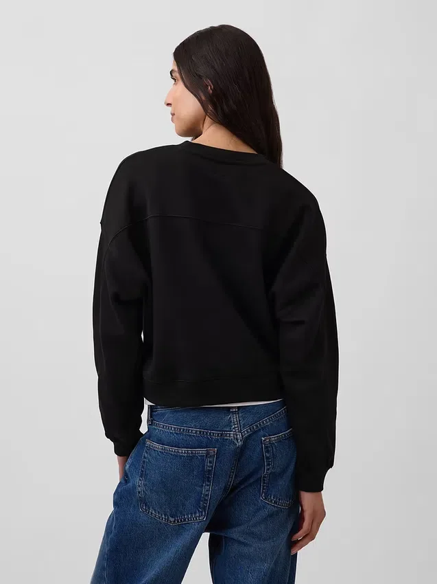 Vintagesoft Sweatshirt met schuine zoom en ronde hals