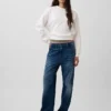 Vintagesoft Sweatshirt met schuine zoom en ronde hals