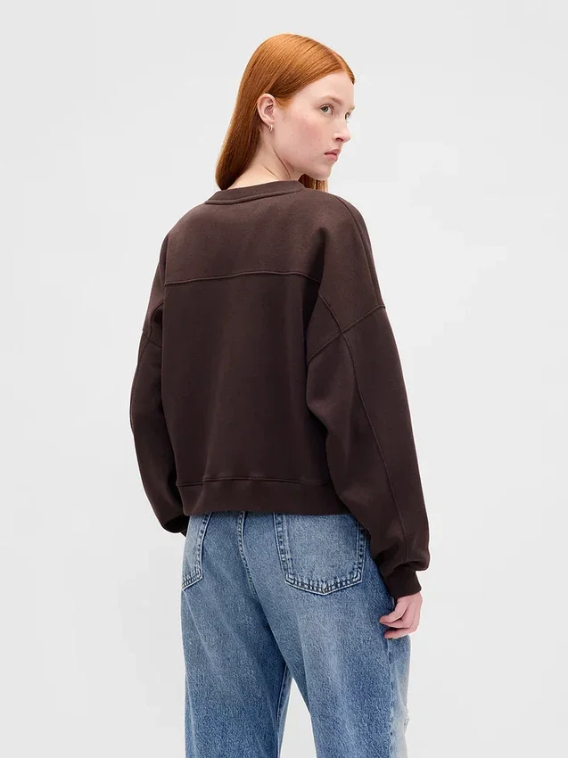 Vintagesoft Sweatshirt met schuine zoom en ronde hals