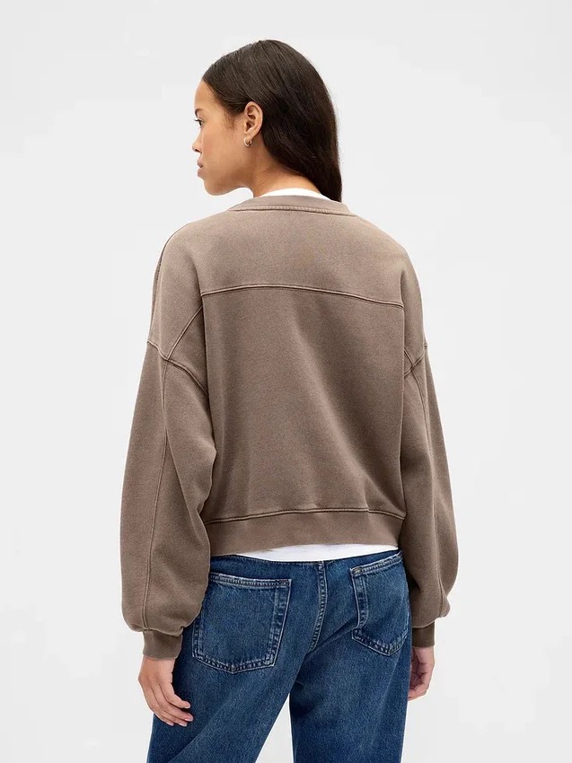 Vintagesoft Sweatshirt met schuine zoom en ronde hals