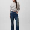 Vintagesoft Sweatshirt met schuine zoom en ronde hals