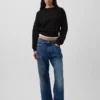Vintagesoft Sweatshirt met schuine zoom en ronde hals