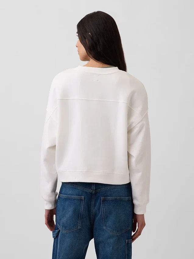 Vintagesoft Sweatshirt met schuine zoom en ronde hals