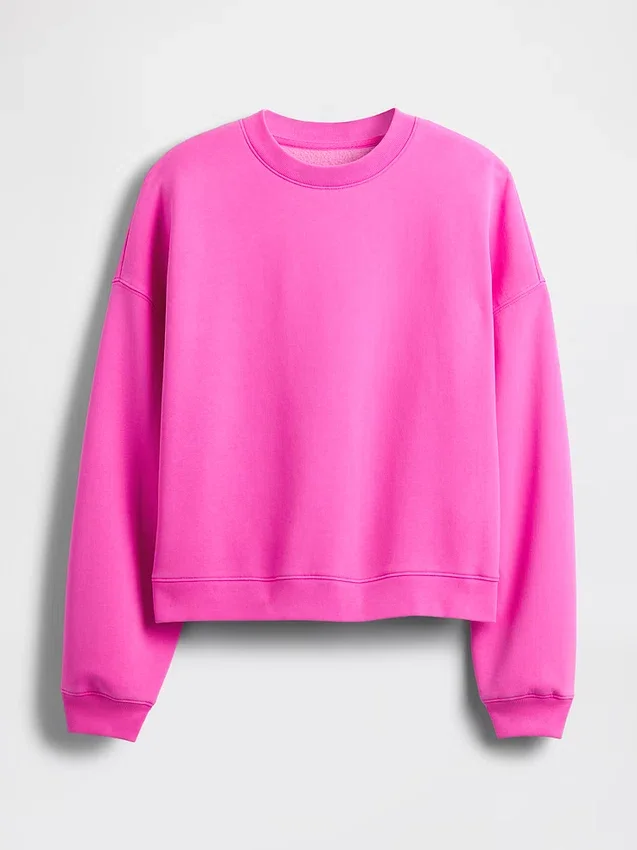Vintagesoft Sweatshirt met schuine zoom en ronde hals