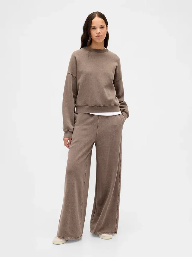 Vintagesoft Sweatshirt met schuine zoom en ronde hals