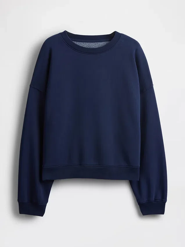 Vintagesoft Sweatshirt met schuine zoom en ronde hals