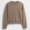 Vintagesoft Sweatshirt met schuine zoom en ronde hals