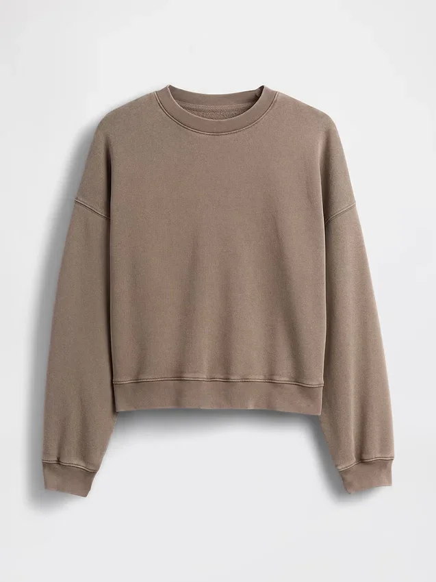 Vintagesoft Sweatshirt met schuine zoom en ronde hals