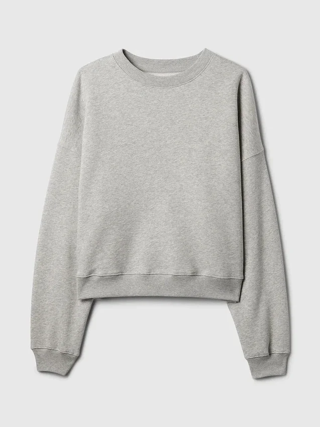 Vintagesoft Sweatshirt met schuine zoom en ronde hals