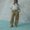 Vintagesoft Sweatshirt met schuine zoom en ronde hals