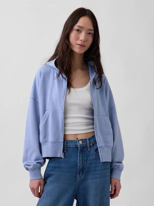 Vintagesoft Terry-hoodie met rits