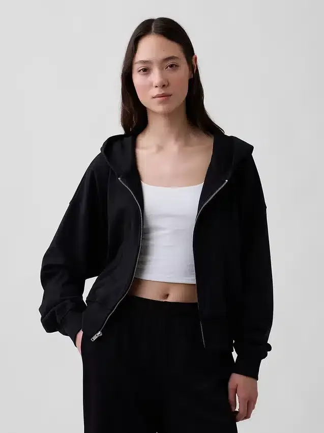 Vintagesoft Terry-hoodie met rits