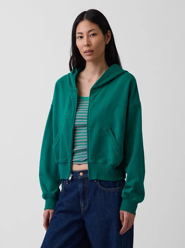Vintagesoft Terry-hoodie met rits