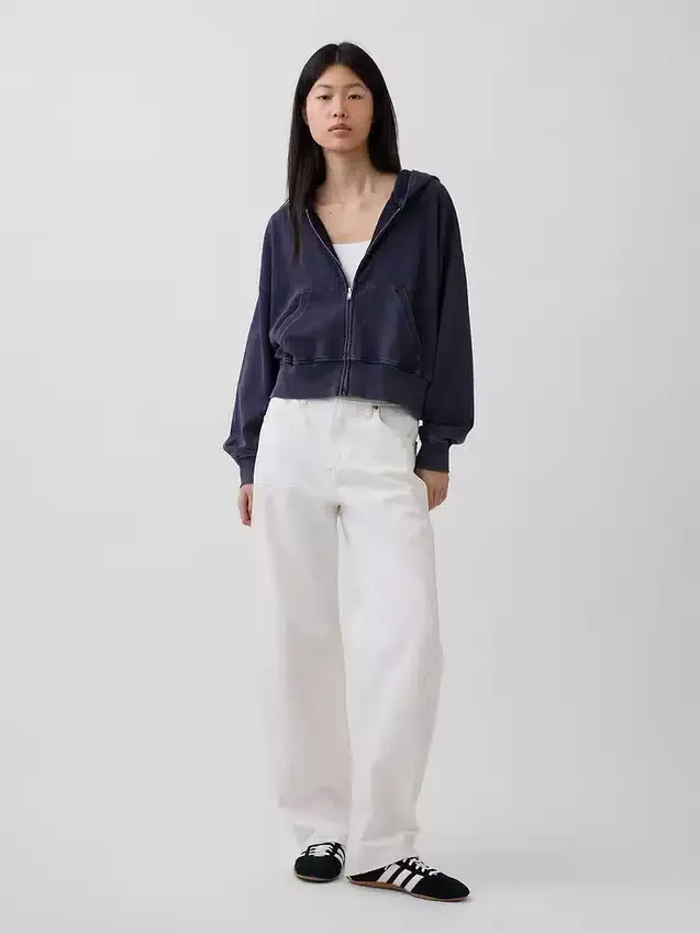 Vintagesoft Terry-hoodie met rits