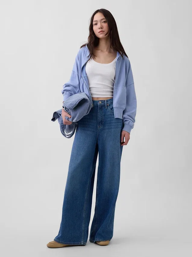 Vintagesoft Terry-hoodie met rits
