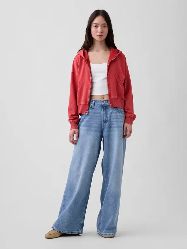 Vintagesoft Terry-hoodie met rits