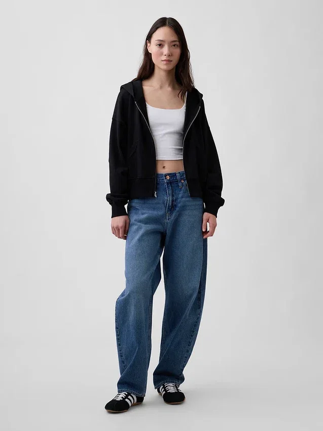 Vintagesoft Terry-hoodie met rits