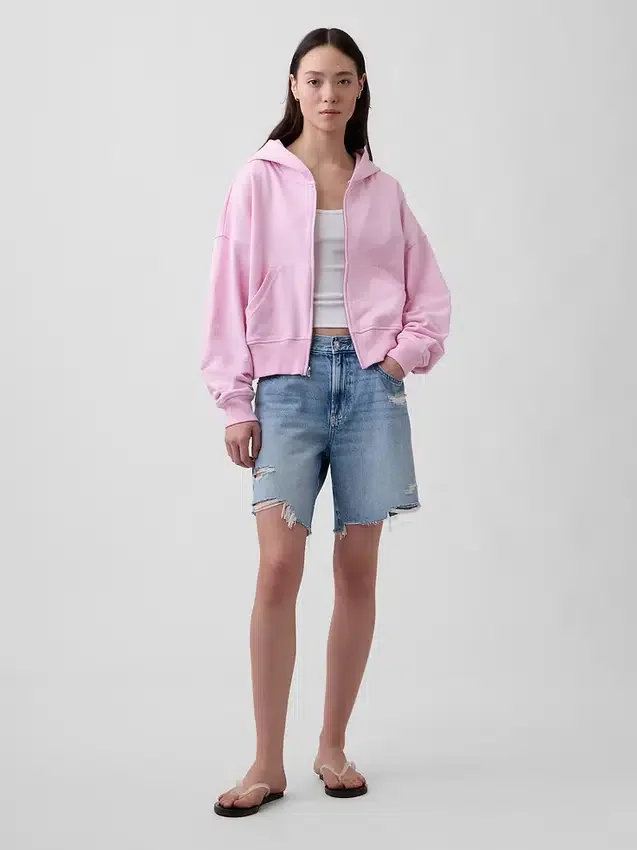 Vintagesoft Terry-hoodie met rits